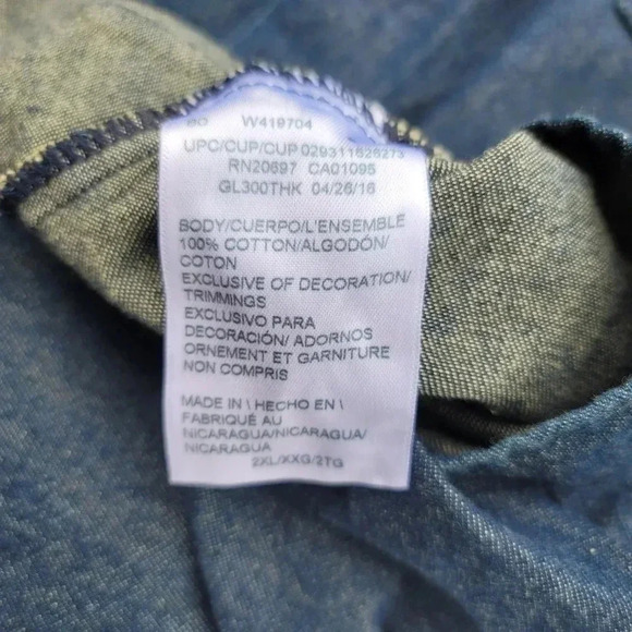 Dickies Long-Sleeve Button-Up Denim Shirt Mens Cotton Casual Work Durable 2XL - Picture 6 of 10